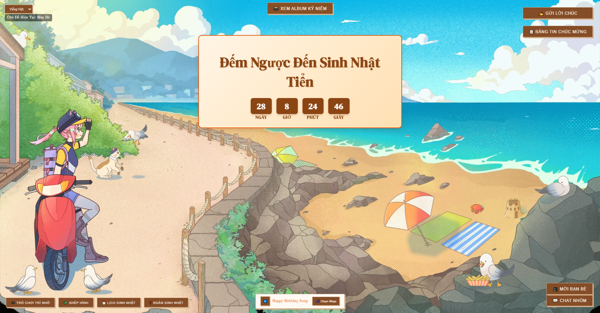 Website Lưu Giữ Kỷ Niệm và Chúc Mừng Sinh Nhật Nhóm Bạn Thân